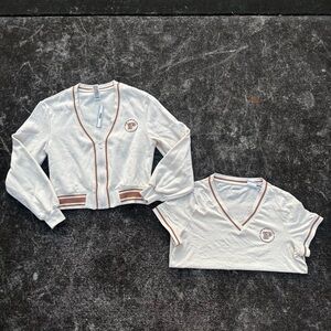 Victoria's Secret PINK Ivy Fleece Front-Zip Cardigan and matching t-shirt size M